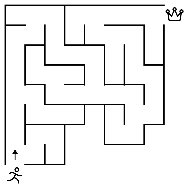 Activity 75: an eight by eight grid from a runner to a crown, dense with branches.