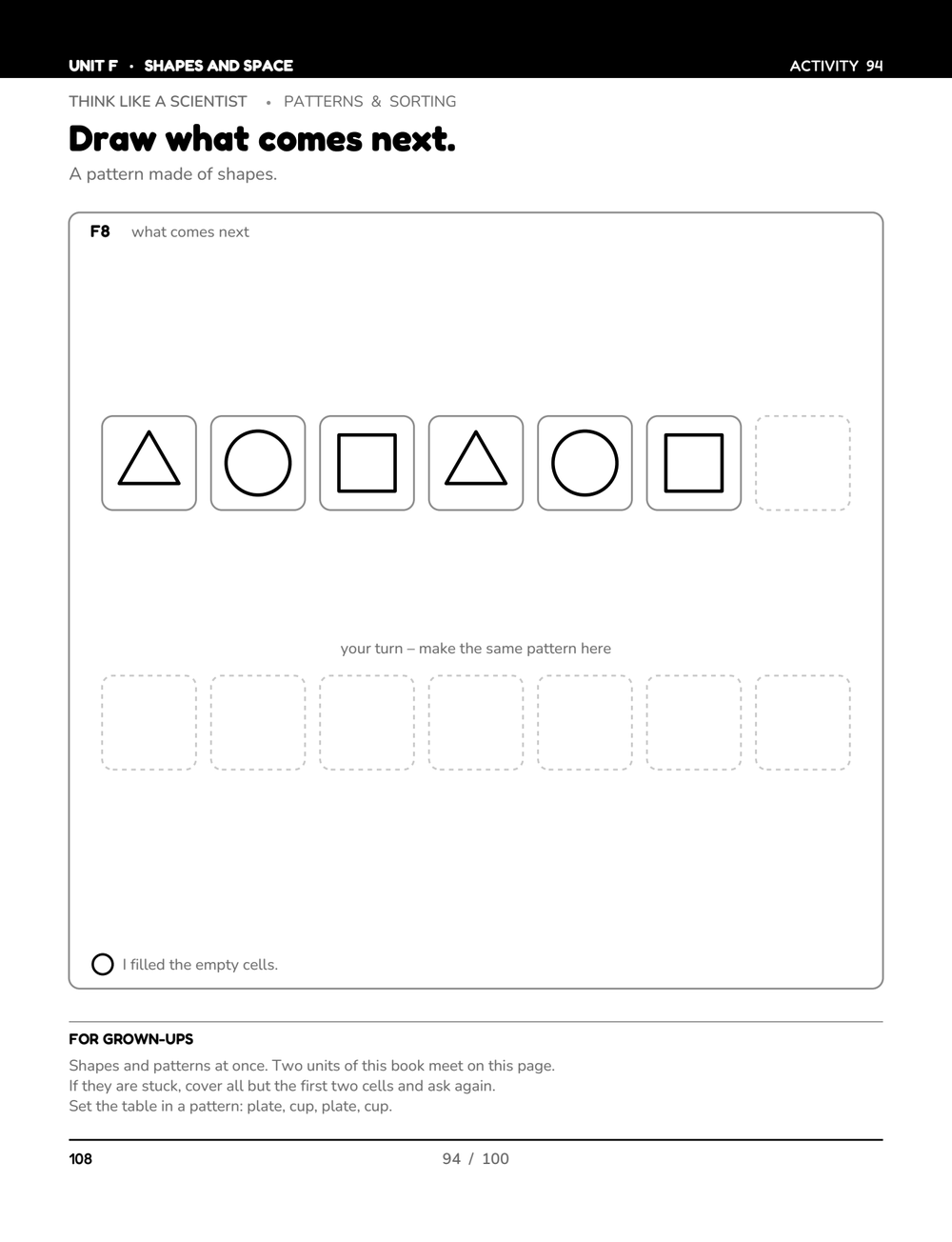 An interior page from Think Like a Scientist: Patterns