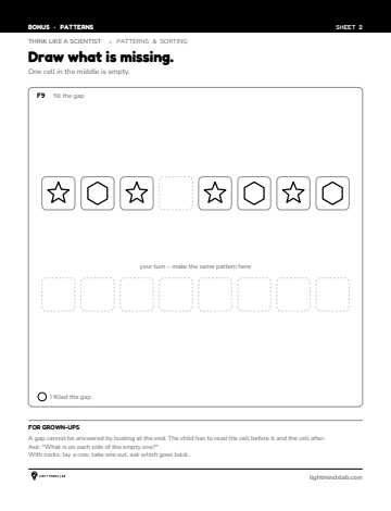 Bonus sheet 2 of 6, not in the book: Draw what is missing.