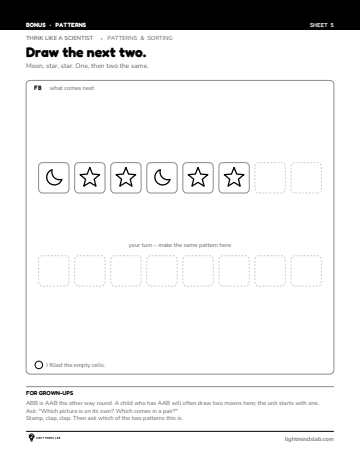 Bonus sheet 5 of 6, not in the book: Draw the next two.