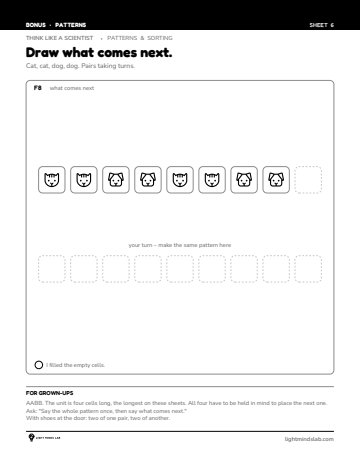 Bonus sheet 6 of 6, not in the book: Draw what comes next.