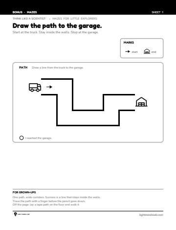 Bonus sheet 1 of 6, not in the book: Draw the path to the garage.