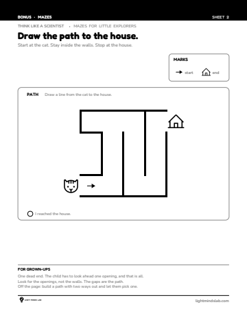 Bonus sheet 2 of 6, not in the book: Draw the path to the house.