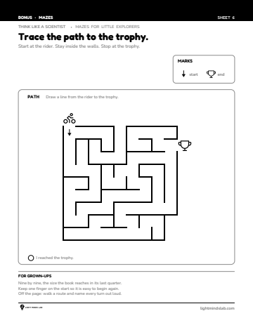 Bonus sheet 6 of 6, not in the book: Trace the path to the trophy.