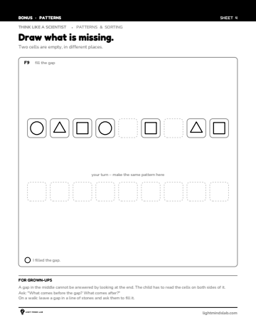 Bonus sheet 4 of 6, not in the book: Draw what is missing.