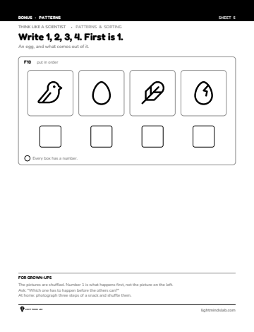 Bonus sheet 5 of 6, not in the book: Write 1, 2, 3, 4. First is 1.
