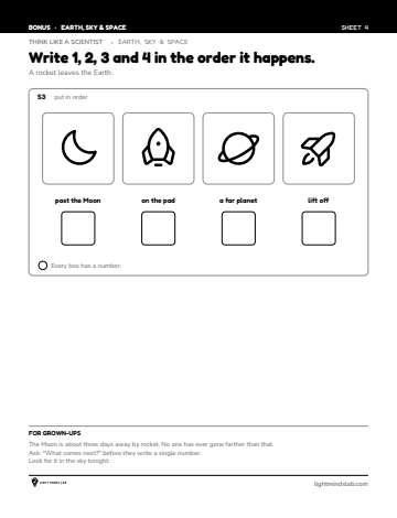 Bonus sheet 4 of 6, not in the book: Write 1, 2, 3 and 4 in the order it happens.