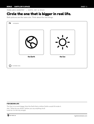 Bonus sheet 5 of 6, not in the book: Circle the one that is bigger in real life.