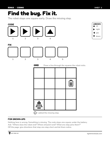 Bonus sheet 2 of 6, not in the book: Find the bug. Fix it.