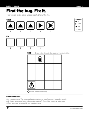 Bonus sheet 3 of 6, not in the book: Find the bug. Fix it.