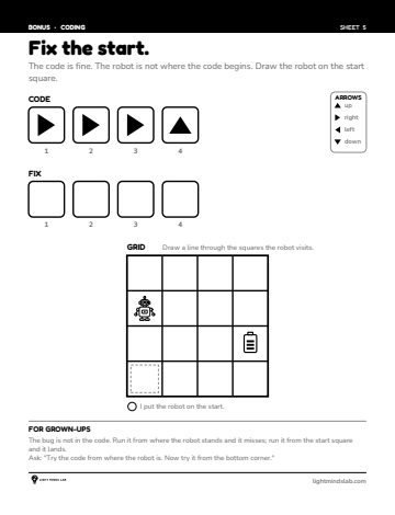 Bonus sheet 5 of 6, not in the book: Fix the start.