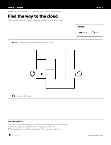 Bonus sheet 1 of 6, not in the book: Find the way to the cloud.