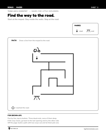 Bonus sheet 2 of 6, not in the book: Find the way to the road.