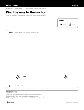 Bonus sheet 3 of 6, not in the book: Find the way to the anchor.