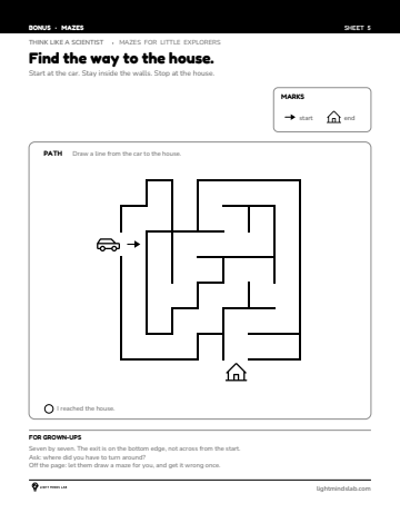 Bonus sheet 5 of 6, not in the book: Find the way to the house.