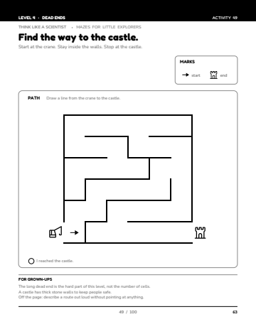 Sheet 6, activity 49 of 100, Level 4: Find the way to the castle.