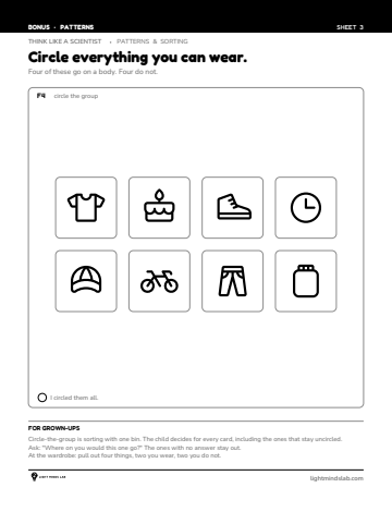 Bonus sheet 3 of 6, not in the book: Circle everything you can wear.